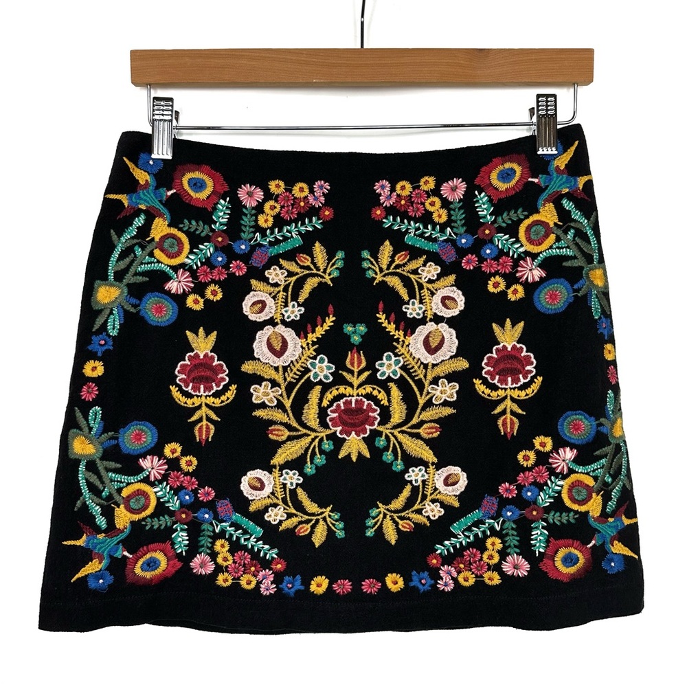 Umgee Multi-Color Floral Embroidered High Waist Cotton Blend Mini Skirt Sz S - Picture 11 of 11